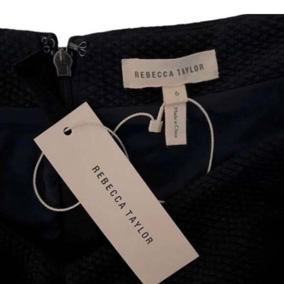 Rebecca Taylor Women's Navy Blue Off Shoulder Texture Mini Cocktail Dress 6 NWT - Picture 11 of 11